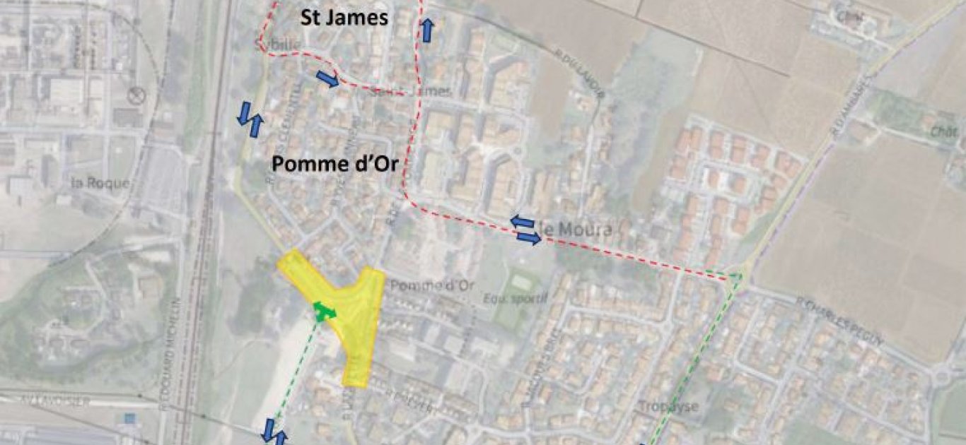 Plan de circulation de la rue de la Pomme d'Or à Bassens