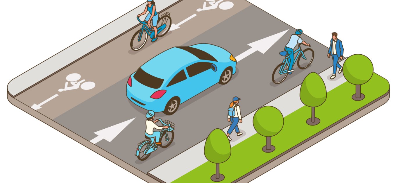 illustration double-sens-cyclable-en-cohabitation