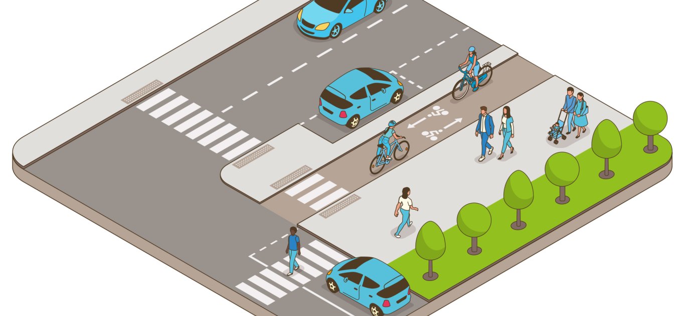 illustration piste cyclable bidirectionnelle