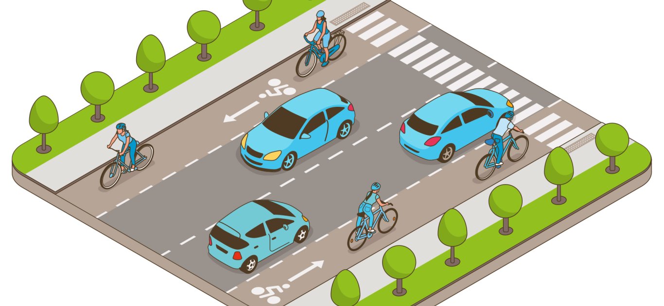 illustration piste cyclable unilatérale