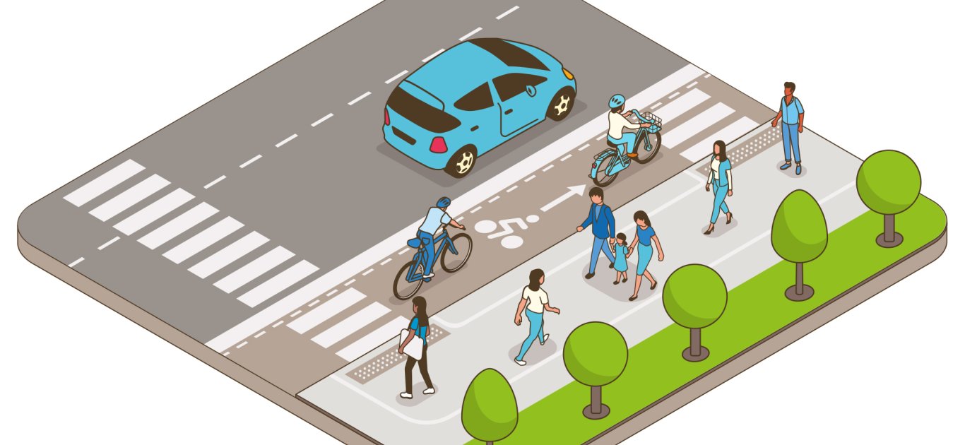 illustration piste cyclable unidirectionnelle