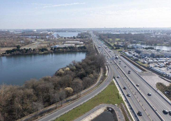Vue du ciel de la rocade A630 côté Bordeaux Lac