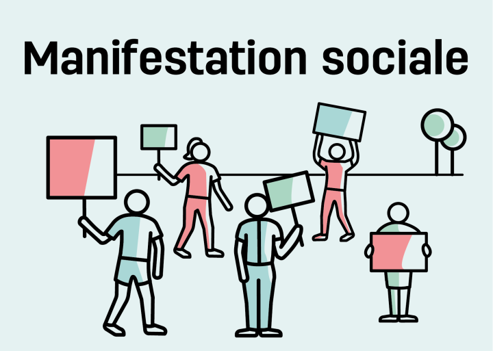 Visuel illustré d'une manifestation sociale 