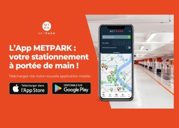 Visuel de l'application Metpark et son slogan : votre stationnement à portée de main