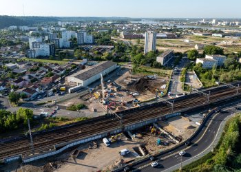 Vue de drone des travaux de la trémie Benauge en rive droite 