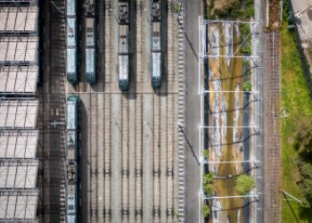 Vue de drone du dépot de Tramway de TBM