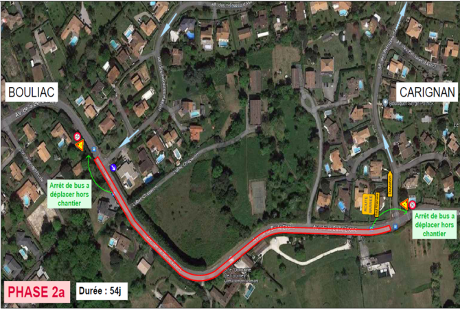 Plan de situation du chantier de l'avenue de la Belle Etoile à Bouliac