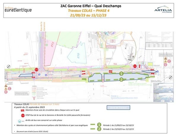 Plan du chantier du quai Deschamps - travaux Bordeaux Euratlantique