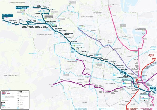 carte des arrêts du bus express