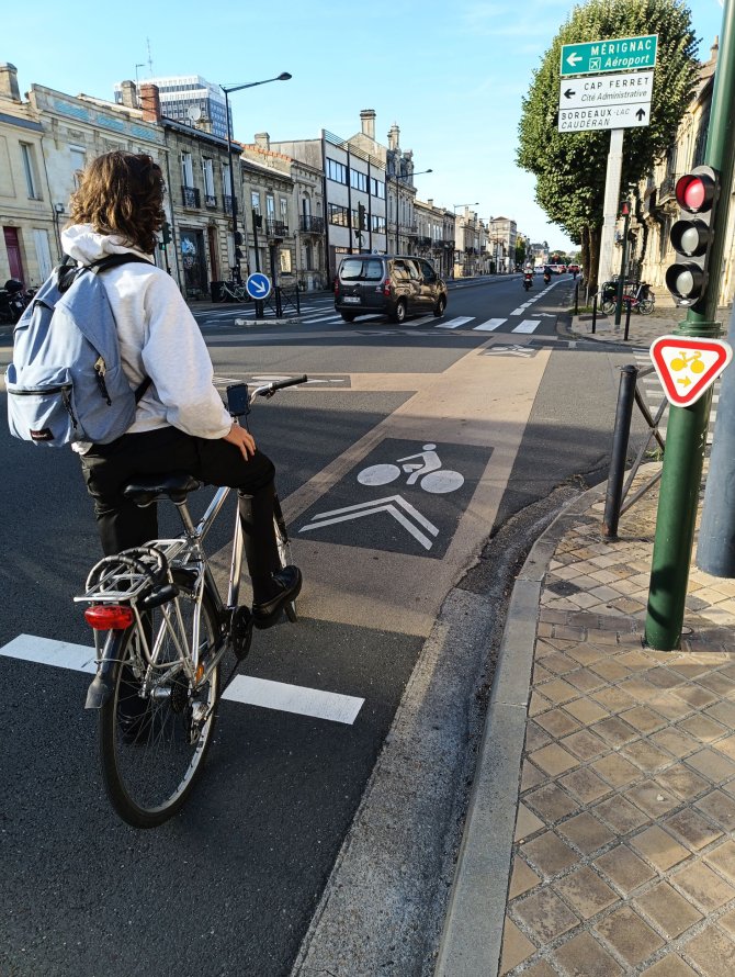 Photo du marquage au sol vélo du carrefour Wilson / Adour