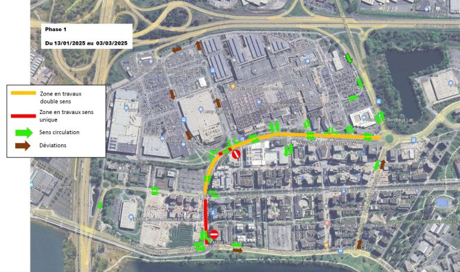 Plan de circulation de la phase 1 des travaux de l'avenue des 40 Journaux