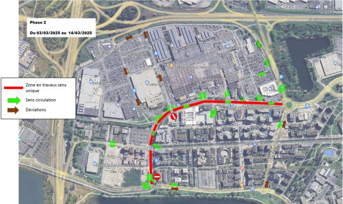 Visuel du plan de circulation durant la phase 2 du chantier Avenue des 40 Journaux