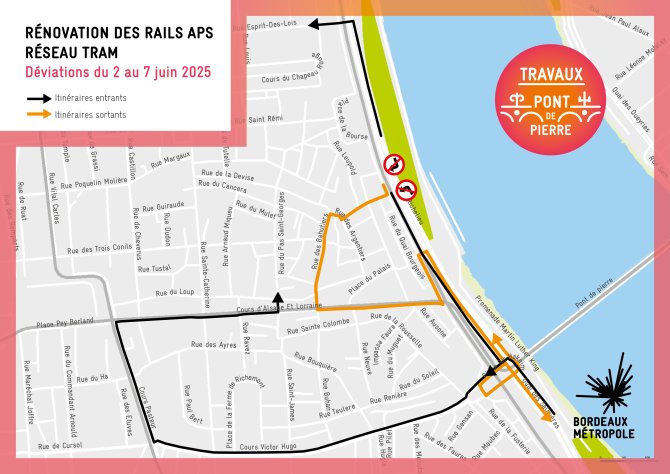 Plan de circulation de VL de la 1e phase de chantier du pont de Pierre