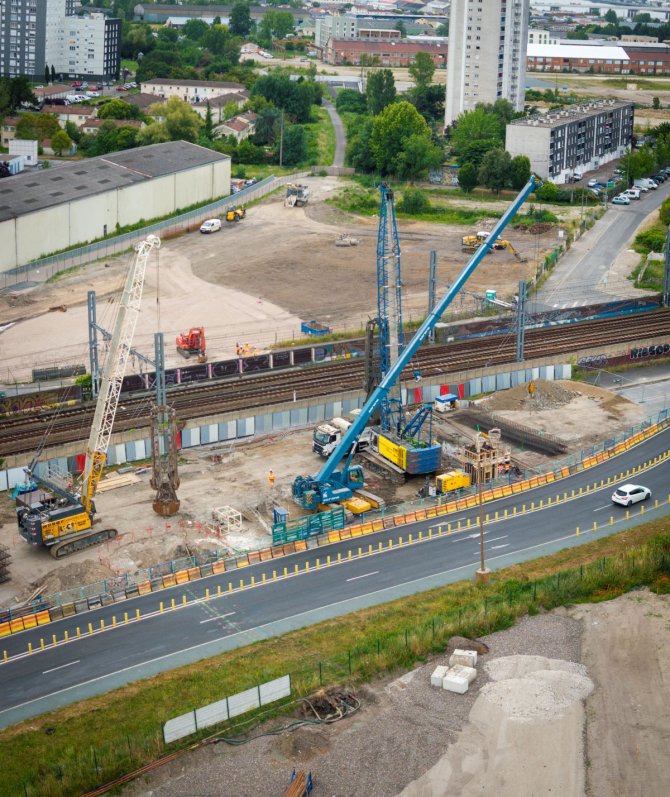 vue du ciel du chantier trémie benauge côté benauge