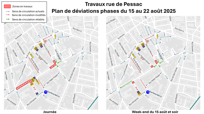 Plan de circulation rue de Pessac du 15 au 22.08