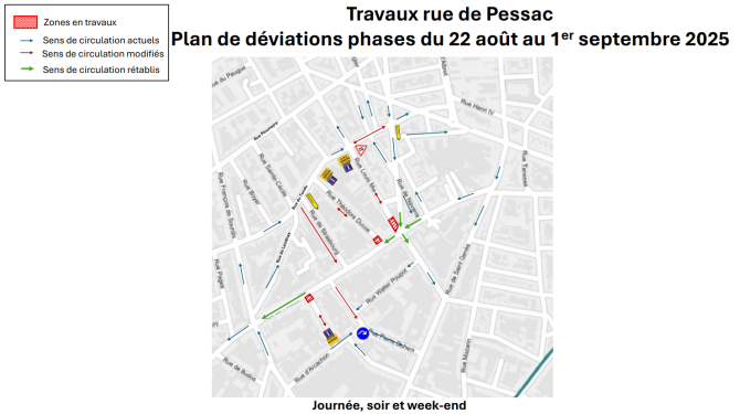 Plan de circulation rue de Pessac du 22.08 au 1.09