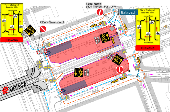 Plan de situation du chantier du cœur de la place Stalingrad