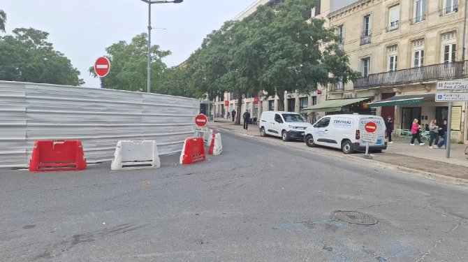 vue sur le chantier de la place Stalingrad depuis l'avenue Thiers