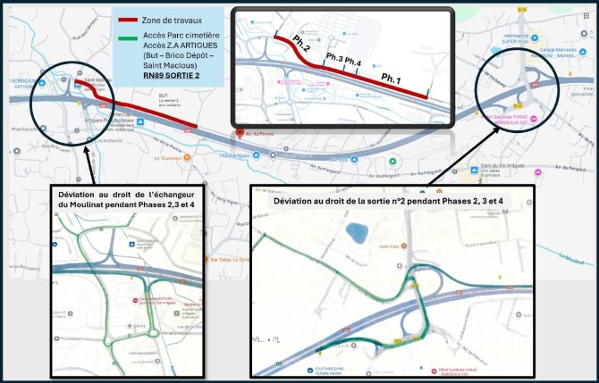 Plan de circulation durant les travaux d'aménagement de l'avenue du Peyrou