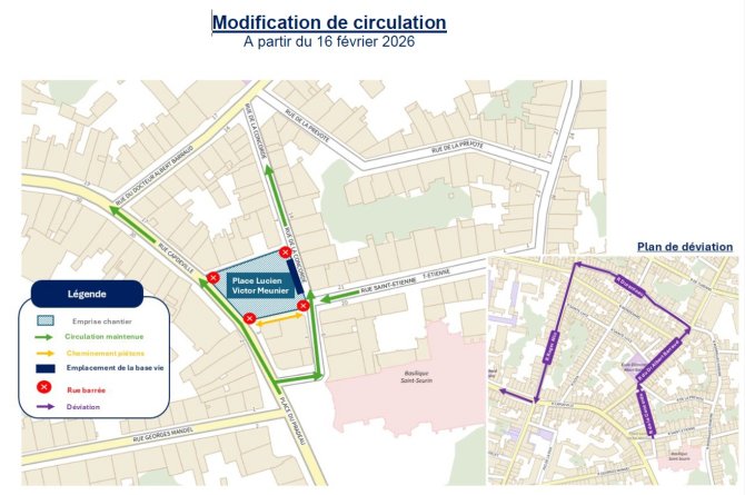 Plan du chantier de la place Meunier à Bordeaux