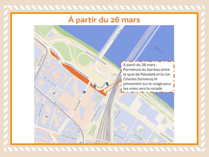 Plan de circulation du quai de Paludate à partir du 26 mars 2026