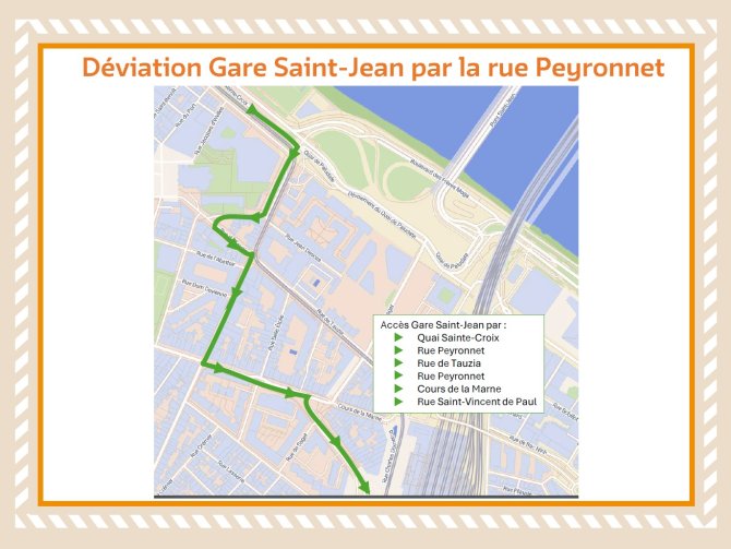 plan de déviation de la gare St Jean par la rue Peyronnet