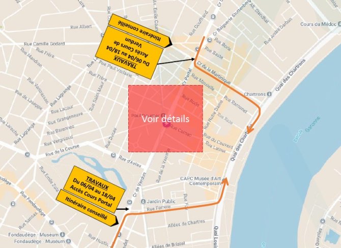 plan des déviations du chantier des rails APS du tram au carrefour Verdun Doumer - phases 1 et 2
