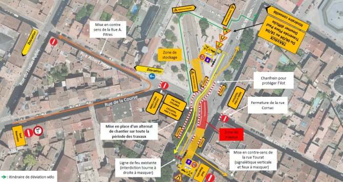 plan de chantier des rails APS du tram au carrefour Verdun Doumer - phase 2