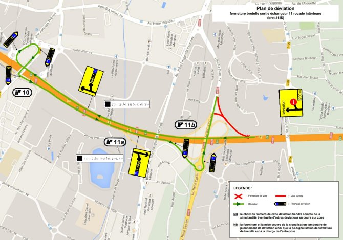Plan de déviation Echangeur 11 de la rocade
