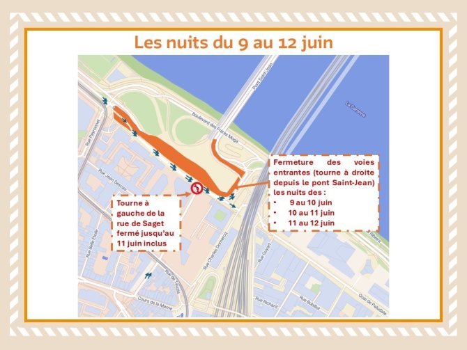 Plan de circulation des nuits du 9 au 17 juin