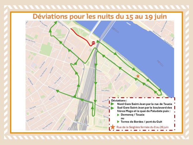 Plan de déviations des nuits du 15 au 19 juin