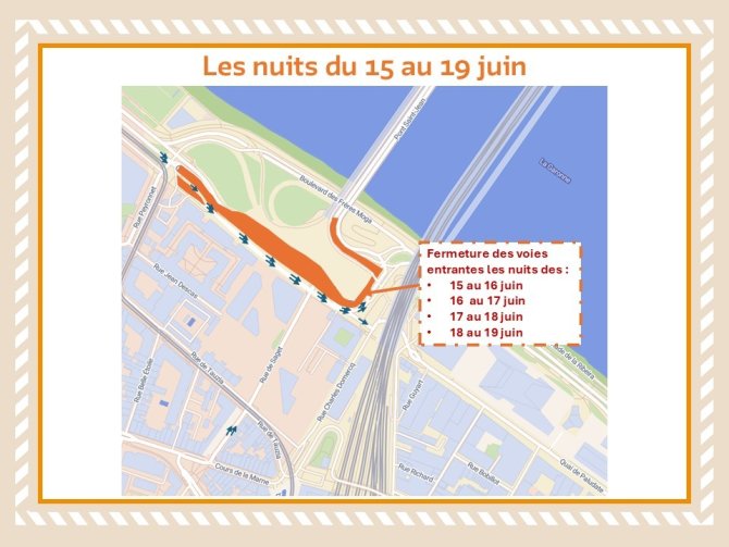 Plan de circulation des nuits du 15 au 19 juin