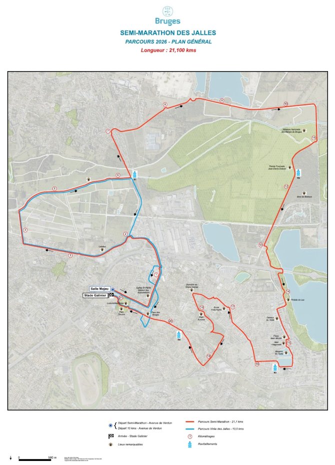 Plan du Semi-marathon de Bruges 
