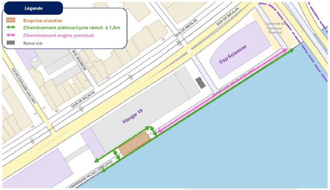 Plan de circulation des vélos et piétons secteur Hangar 19