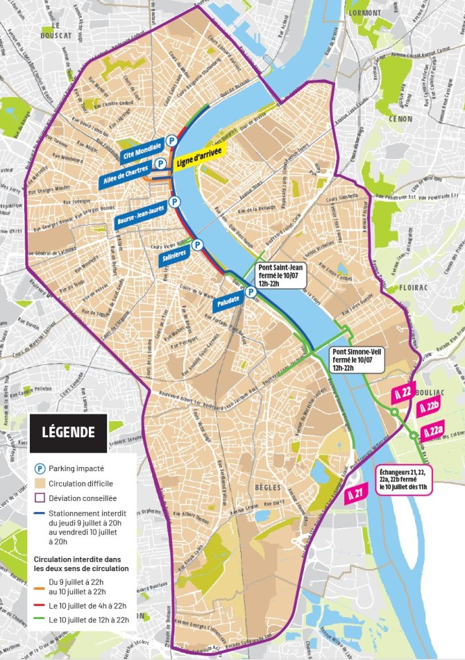 Plan de circulation pour le passage du Tour de France 2026