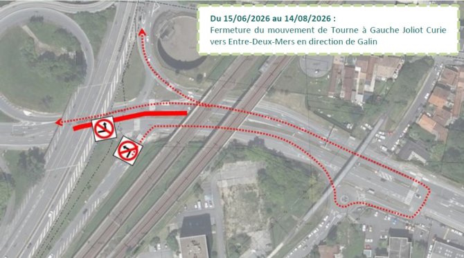 Plan de circulation Bd Entre Deux Mers- chantier du 15.06 au 14.08