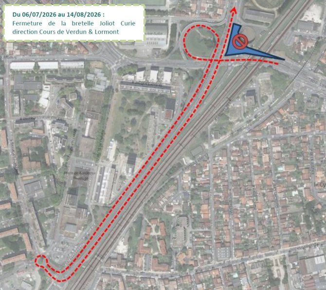 Plan de circulation Bd Entre Deux Mers - chantier du 6.07 au 14.08