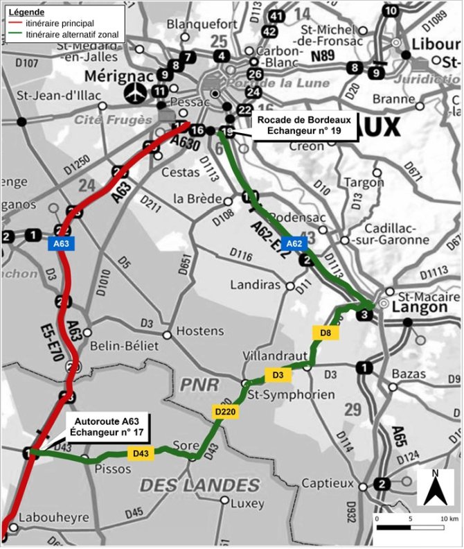 Incendies - Plan de circulation et déviation de l'A63