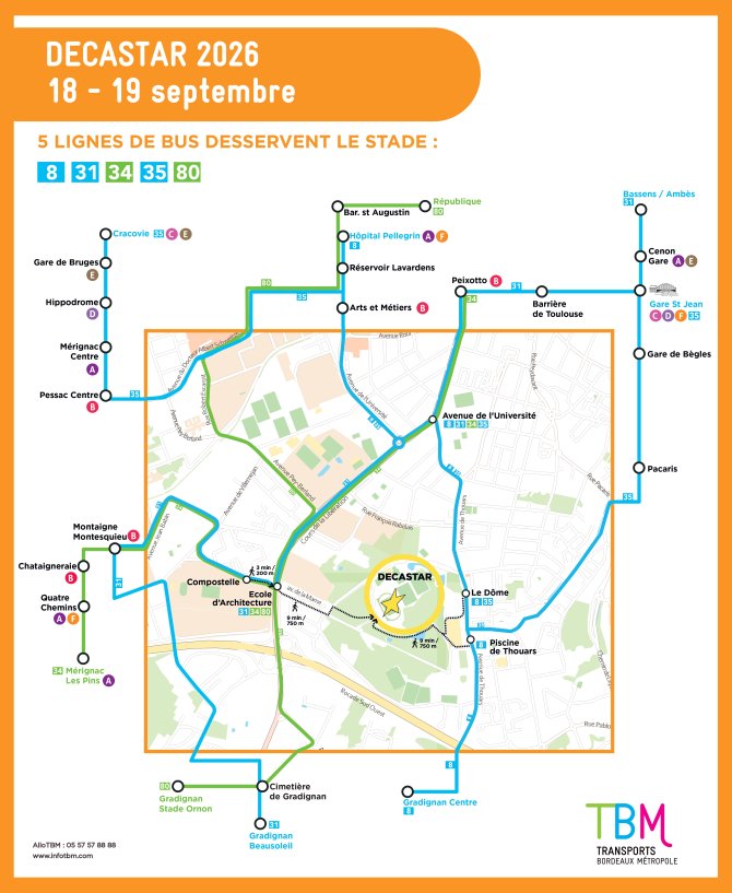 Plan de circulation TBM pendant le Decastar