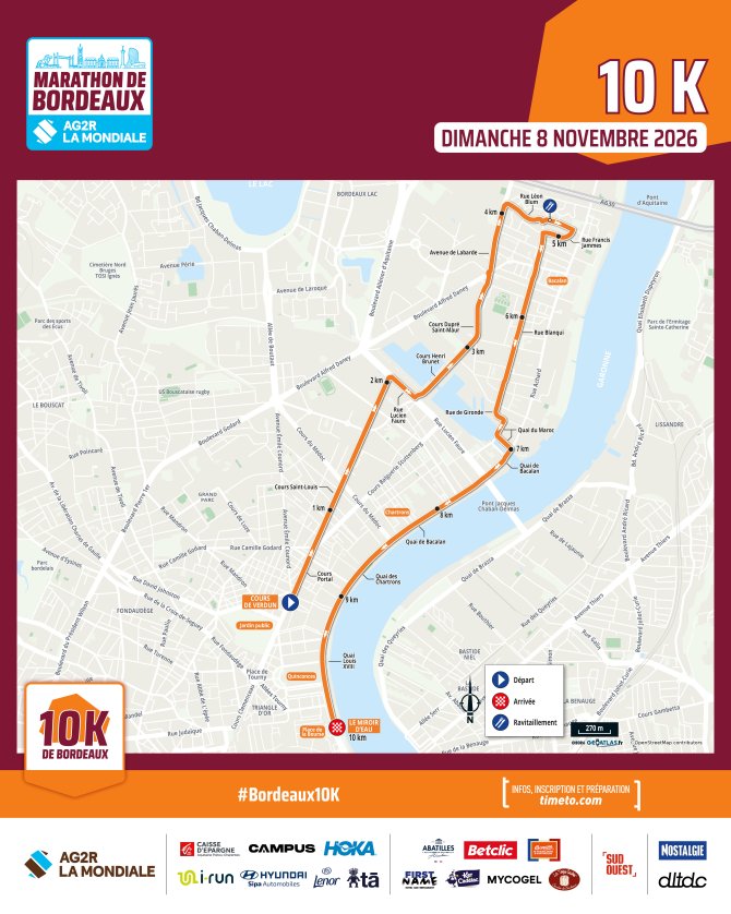 Plan des 10km de Bordeaux 