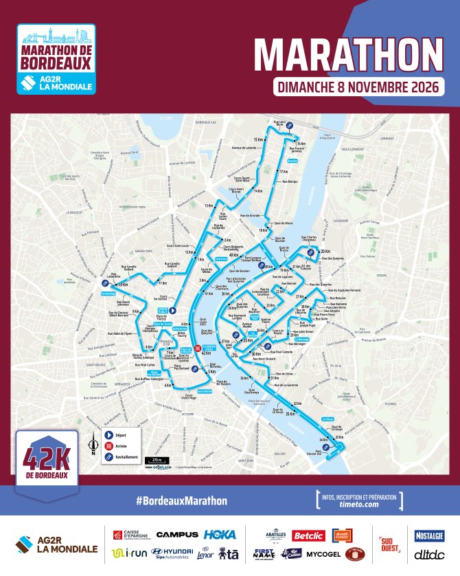 Plan du Marathon de Bordeaux 