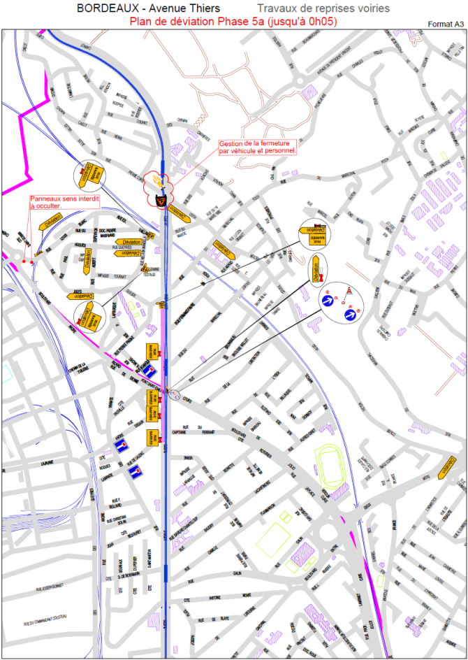 Déviation du chantier de réfection de l'Avenue Thiers - Phase 5a